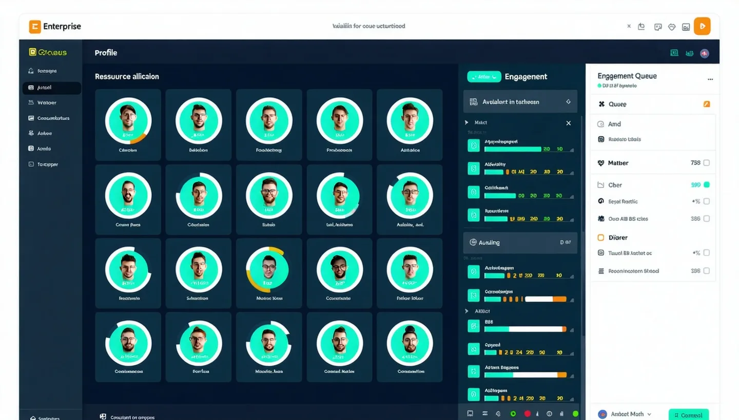 Crewpathio allocation dashboard showing consultant scoring cards with utilization metrics and match percentages