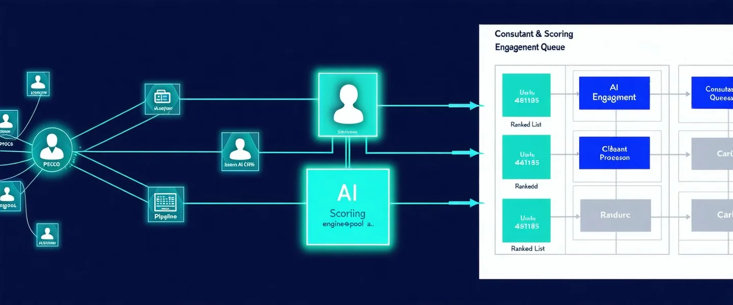 Crewpathio platform architecture showing data flow from People Graph through the Scoring Engine to the Engagement Queue